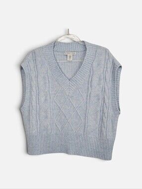 Sincerely Jules Light Blue Knit coastal Sweater cottagecore Vest Size XS